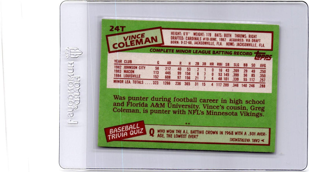 1985 Topps Traded #24T Vince Coleman