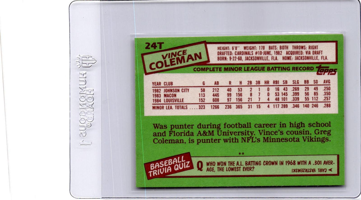 1985 Topps Traded #24T Vince Coleman