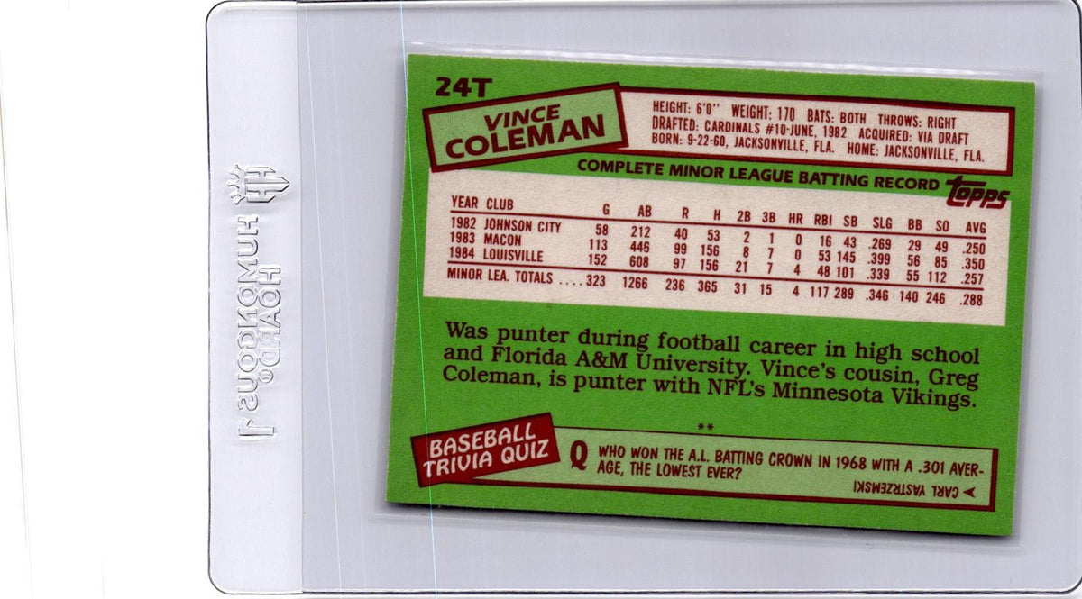 1985 Topps Traded #24T Vince Coleman