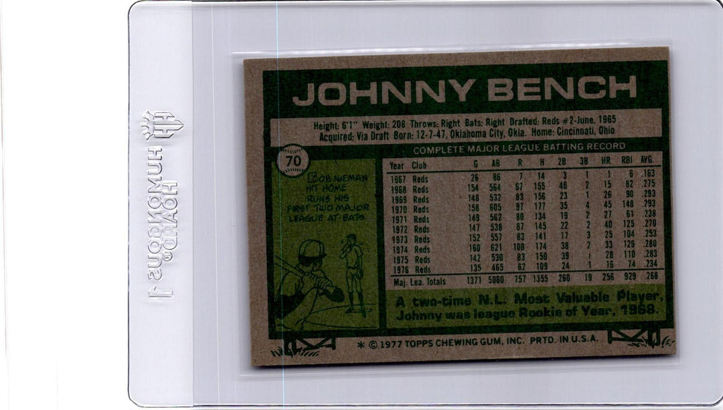 1977 Topps #70 Johnny Bench