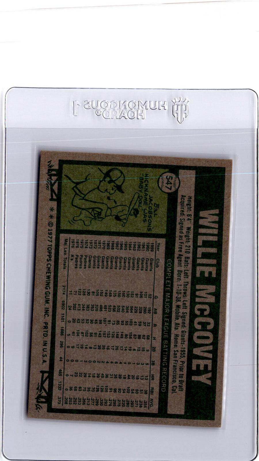 1977 Topps #547 Willie McCovey