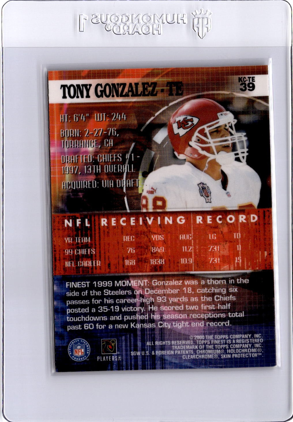 2000 Finest #39 Tony Gonzalez