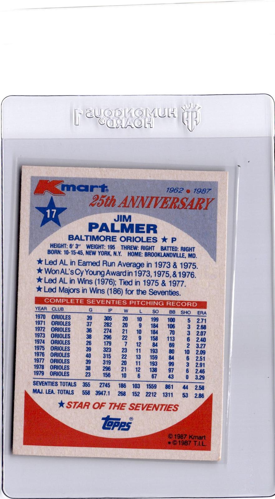 1987 Topps Kmart 25th Anniversary Baseball's Stars of the Decades #17 Jim Palmer