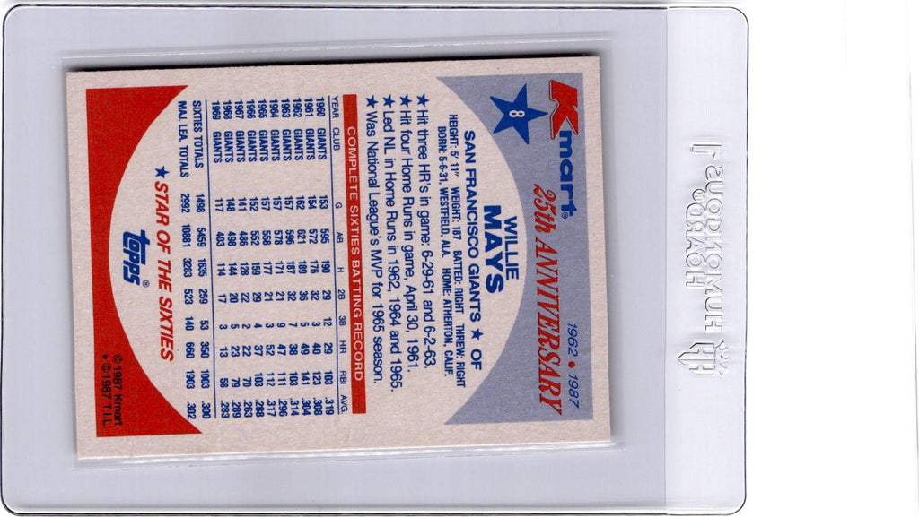 1987 Topps Kmart 25th Anniversary Baseball's Stars of the Decades #8 Willie Mays