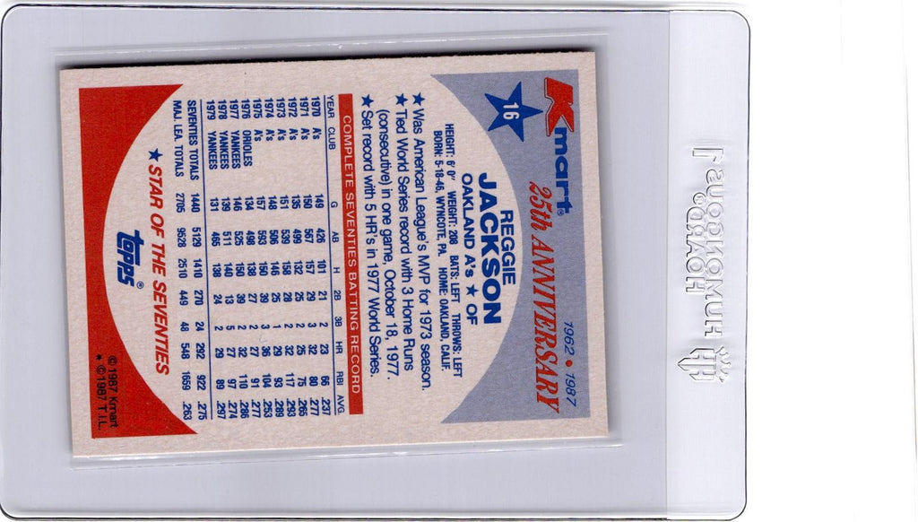 1987 Topps Kmart 25th Anniversary Baseball's Stars of Decades #16 Reggie Jackson