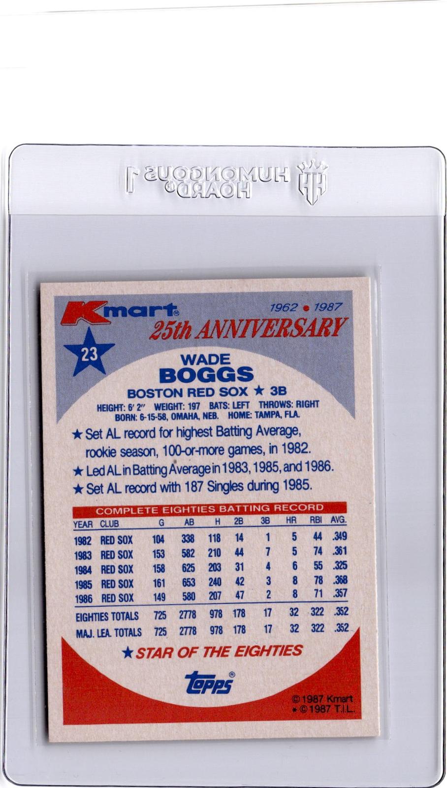 1987 Topps Kmart 25th Anniversary Baseball's Stars of the Decades #23 Wade Boggs