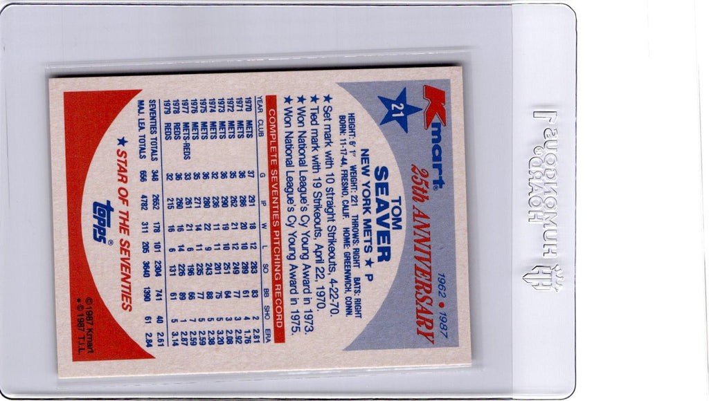 1987 Topps Kmart 25th Anniversary Baseball's Stars of the Decades #21 Tom Seaver
