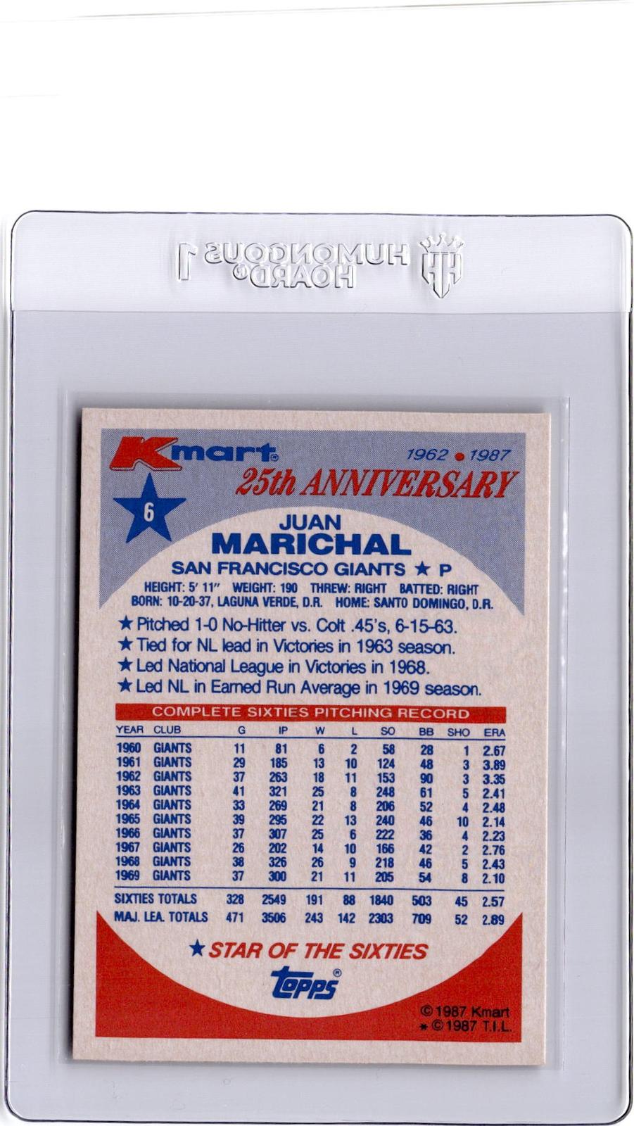 1987 Topps Kmart 25th Anniversary Baseball's Stars of Decades #6 Juan Marichal