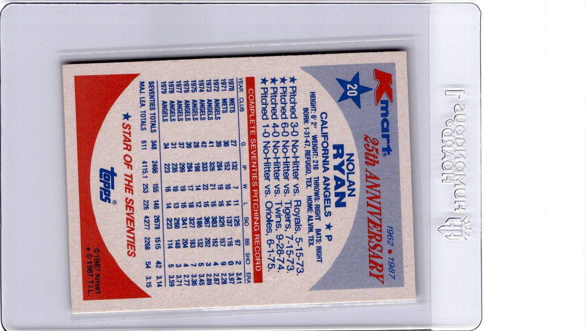 1987 Topps Kmart 25th Anniversary Baseball's Stars of Decades #20 Nolan Ryan