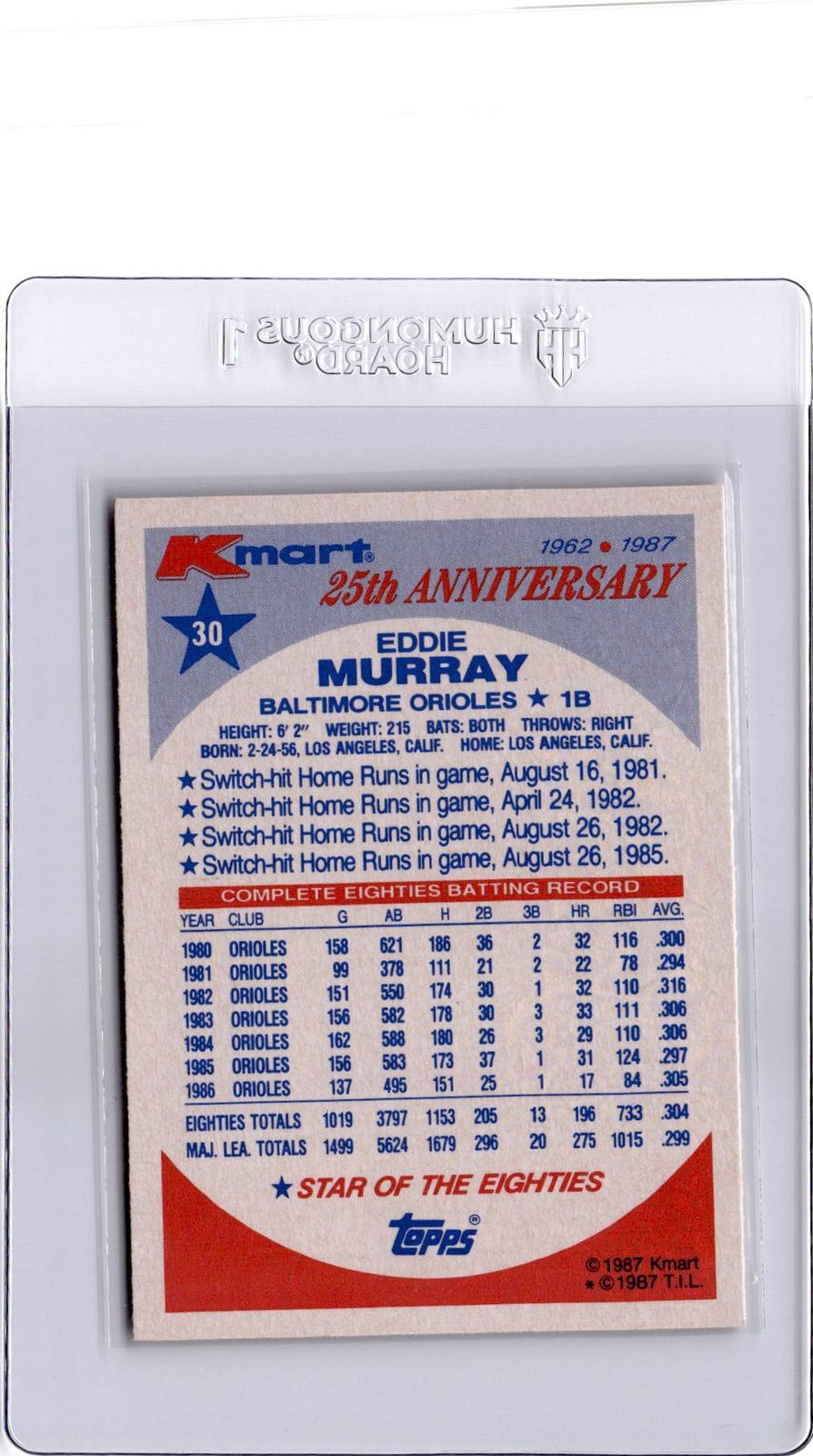 1987 Topps Kmart 25th Anniversary Baseball's Stars of Decades #30 Eddie Murray