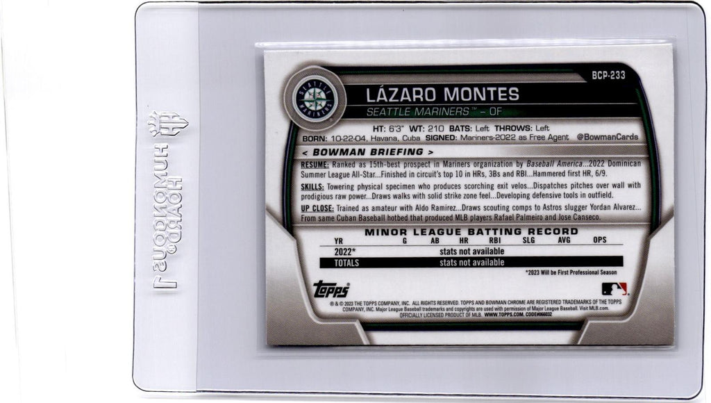 2023 Bowman #BCP-58 Lazaro Montes Chrome Prospects Mojo Refractor
