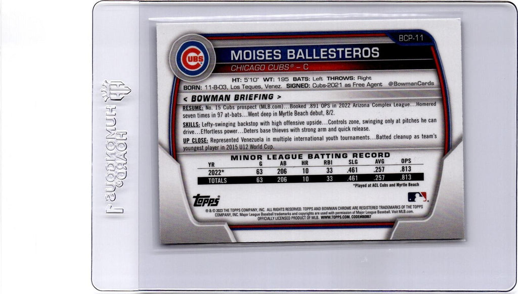 2023 Bowman #BCP-11 Moises Ballesteros Chrome Prospects Mojo Refractor