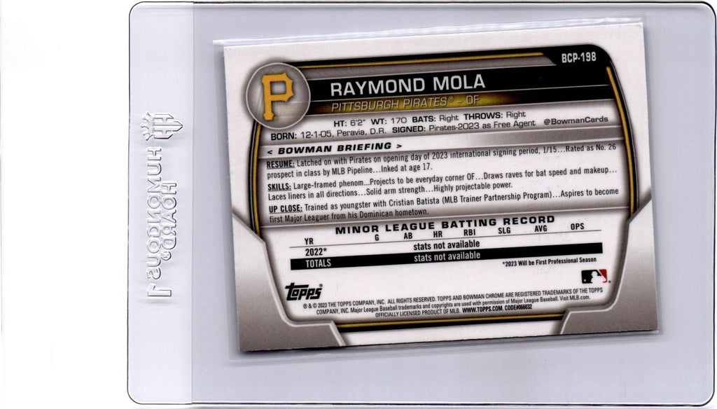 2023 Bowman Chrome #BCP-198 Raymond Mola Prospects Mojo Refractor