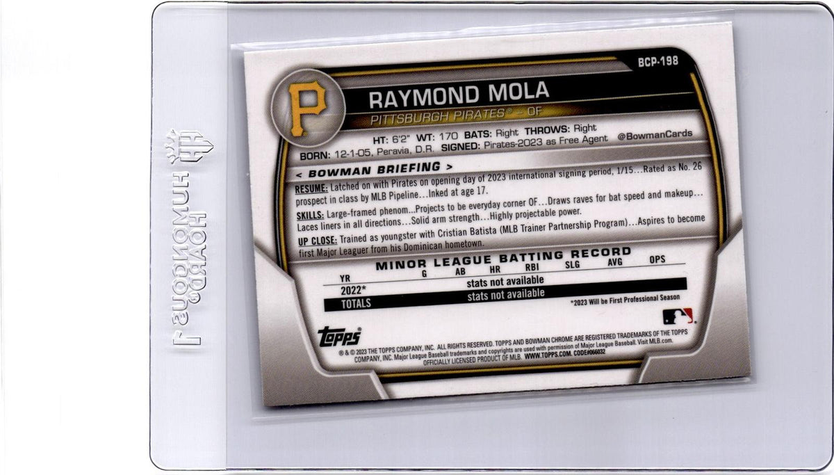 2023 Bowman Chrome #BCP-198 Raymond Mola Prospects Mojo Refractor