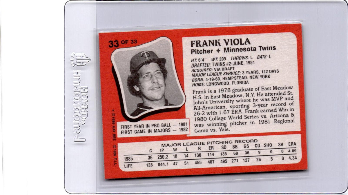 1986 Topps Kay-Bee Young Superstars of Baseball #33 Frank Viola