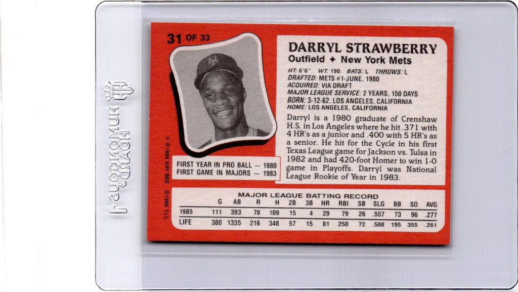 1986 Topps Kay-Bee Young Superstars of Baseball #31 Darryl Strawberry