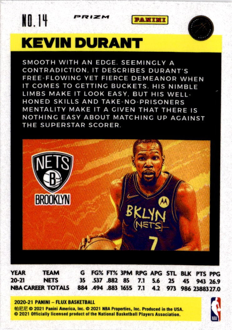 2020-21 Panini Flux #14 Kevin Durant Fanatics Cracked Ice