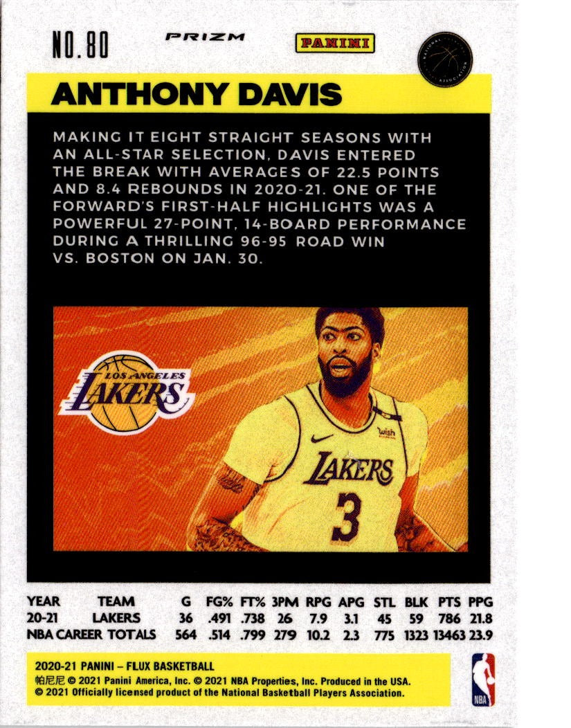 2020-21 Panini Flux #80 Anthony Davis Fanatics Cracked Ice