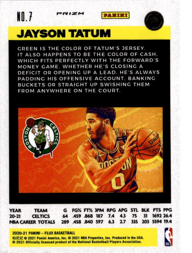 2020-21 Panini Flux #7 Jayson Tatum Fanatics Cracked Ice