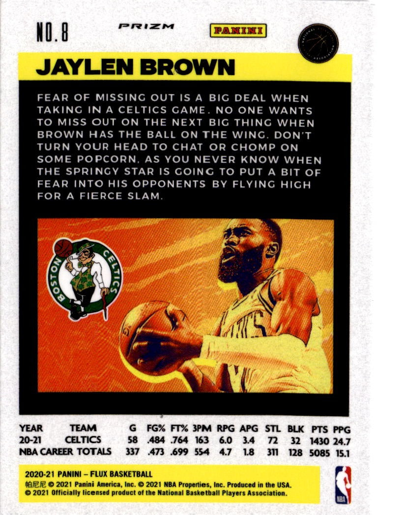 2020-21 Panini Flux #8 Jaylen Brown Fanatics Cracked Ice