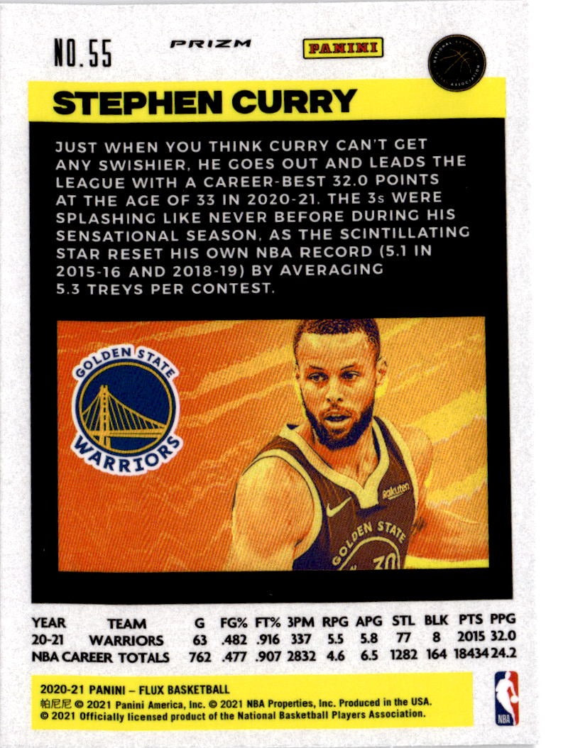 2020-21 Panini Flux #55 Stephen Curry Fanatics Cracked Ice