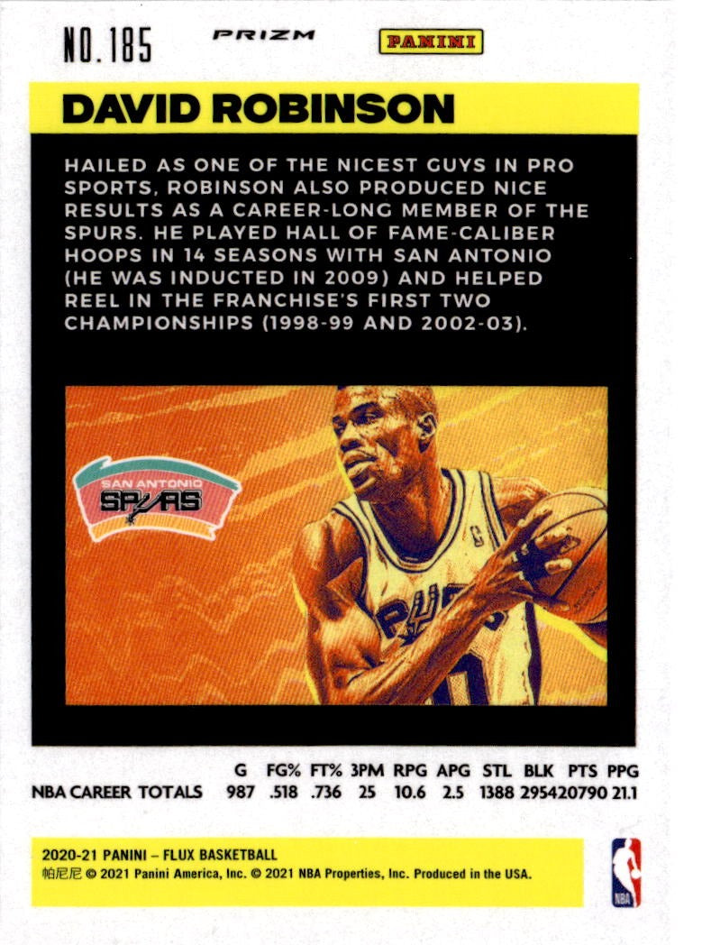 2020-21 Panini Flux #185 David Robinson Fanatics Cracked Ice