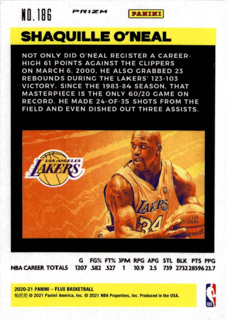 2020-21 Panini Flux #186 Shaquille O'Neal Fanatics Cracked Ice