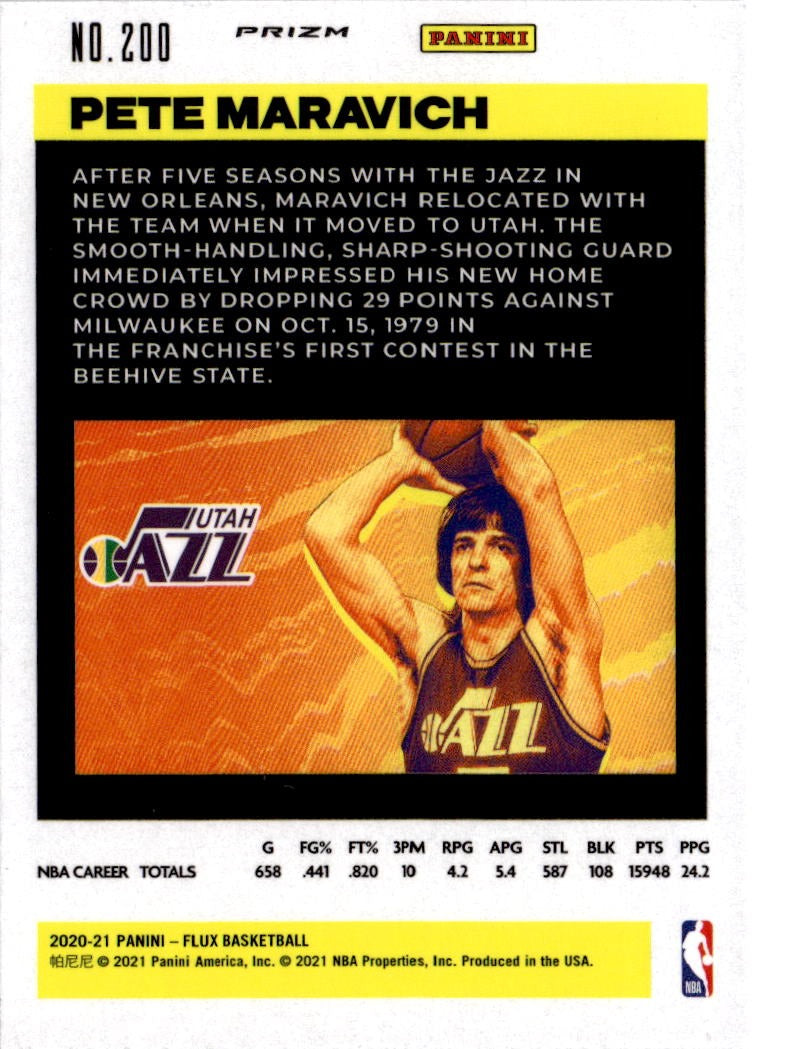 2020-21 Panini Flux #200 Pete Maravich Fanatics Cracked Ice