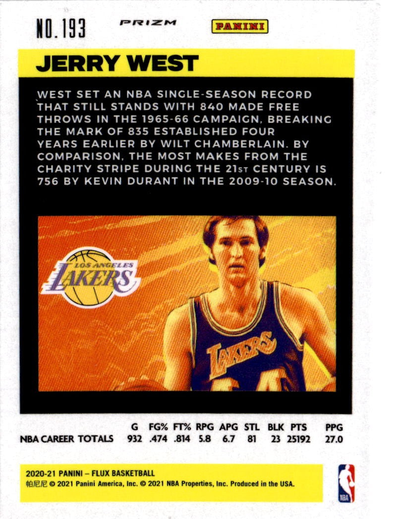 2020-21 Panini Flux #193 Jerry West Fanatics Cracked Ice