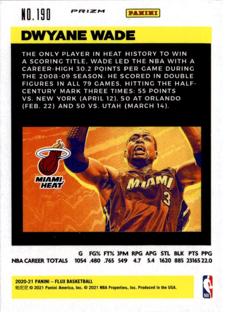 2020-21 Panini Flux #190 Dwyane Wade Fanatics Cracked Ice