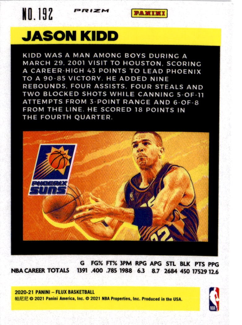 2020-21 Panini Flux #192 Jason Kidd Fanatics Cracked Ice