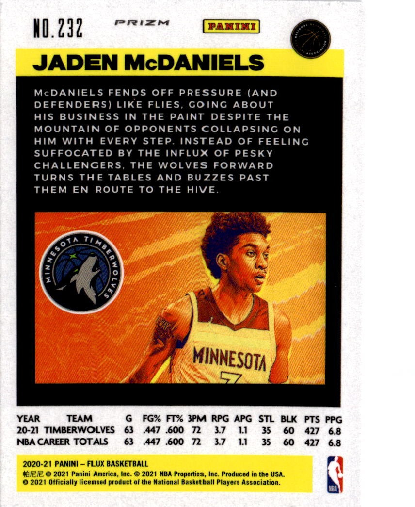 2020-21 Panini Flux #232 Jaden McDaniels Fanatics Cracked Ice