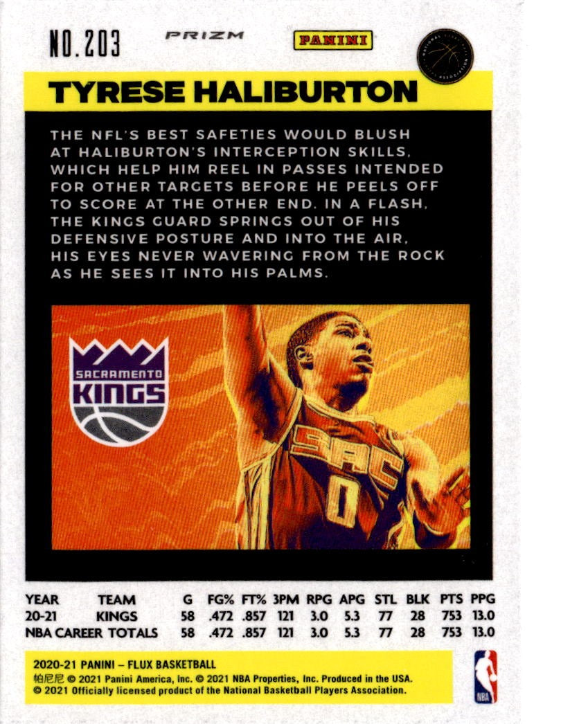 2020-21 Panini Flux #203 Tyrese Haliburton Fanatics Cracked Ice