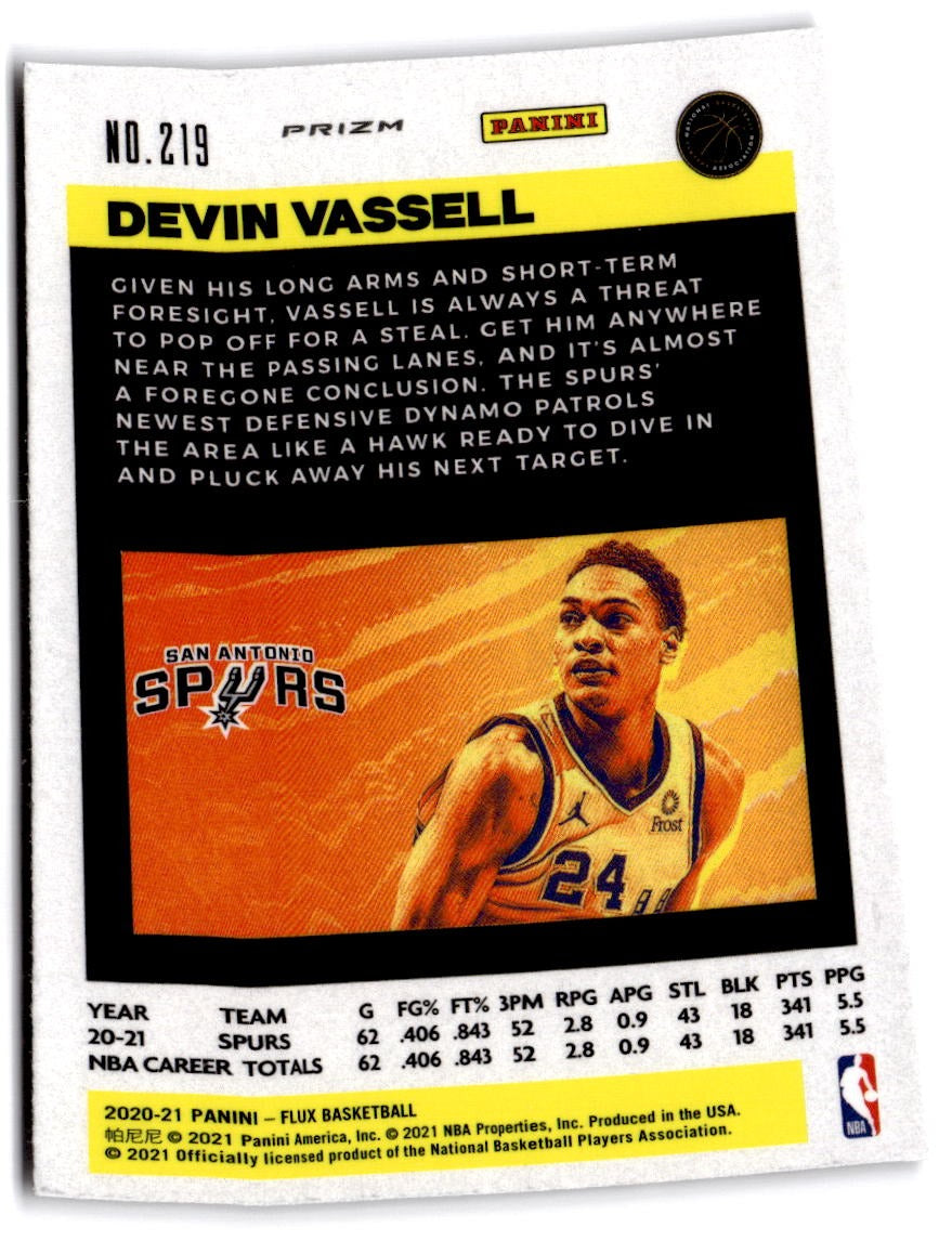 2020-21 Panini Flux #219 Devin Vassell Fanatics Cracked Ice