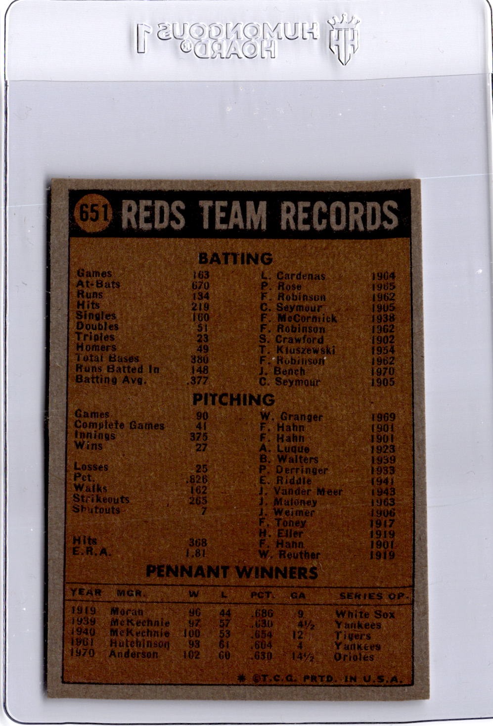1972 Topps #651 Cincinnati Reds