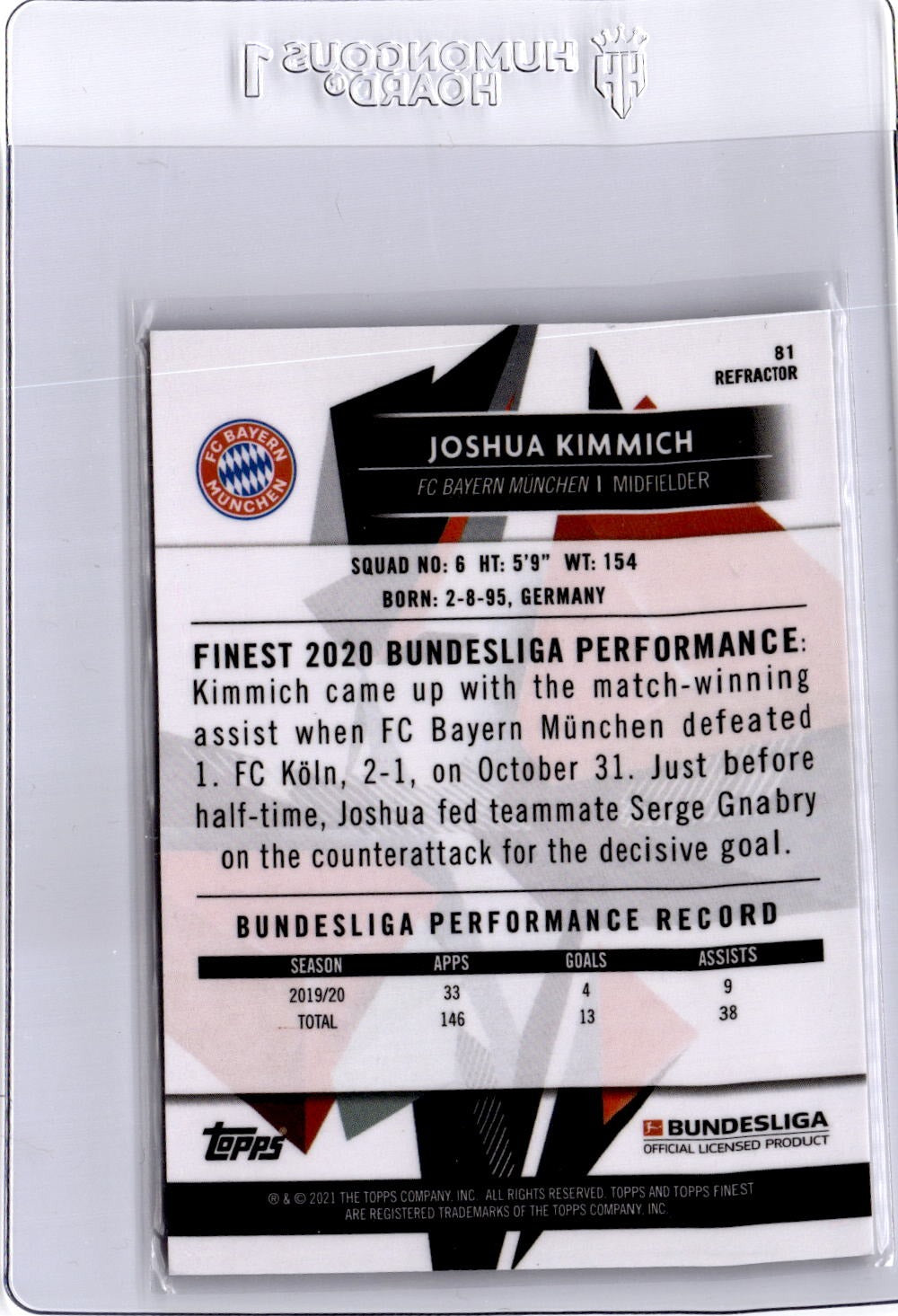 2020-21 Finest Bundesliga #81 Joshua Kimmich Refractor