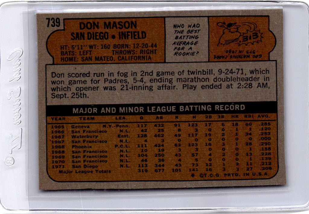 1972 Topps #739 Don Mason