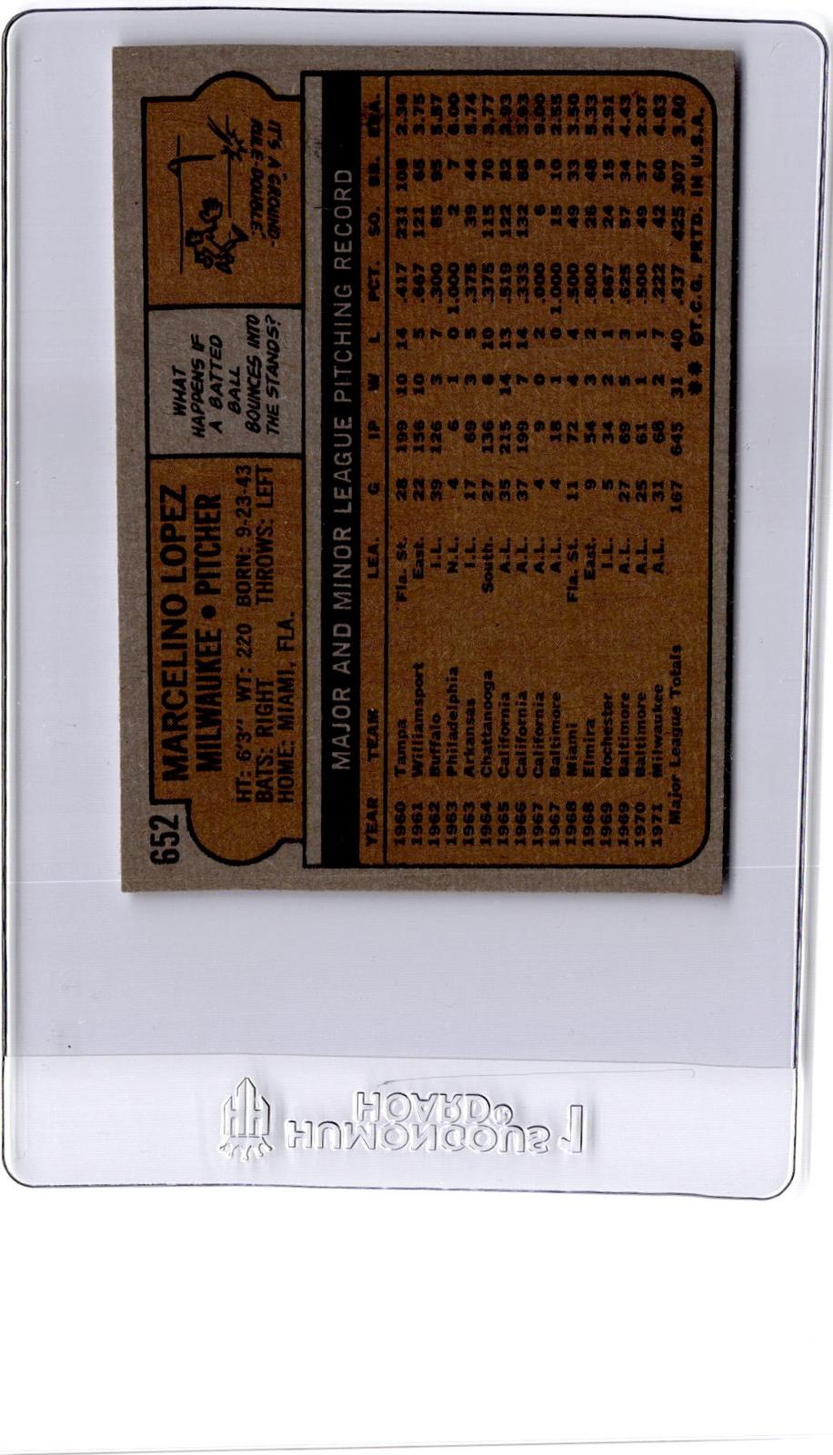 1972 Topps #652 Marcelino Lopez