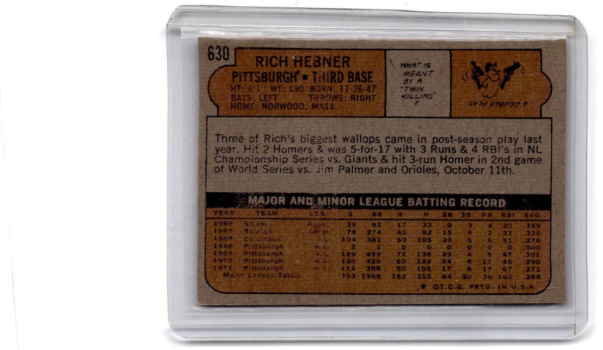 1972 Topps #630 Rich Hebner