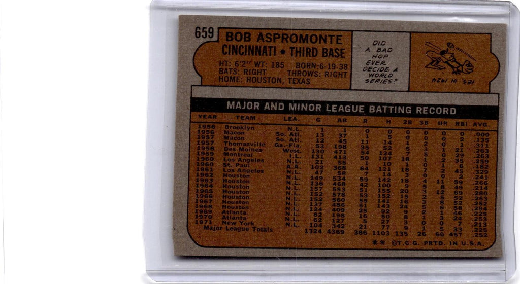 1972 Topps #659 Bob Aspromonte