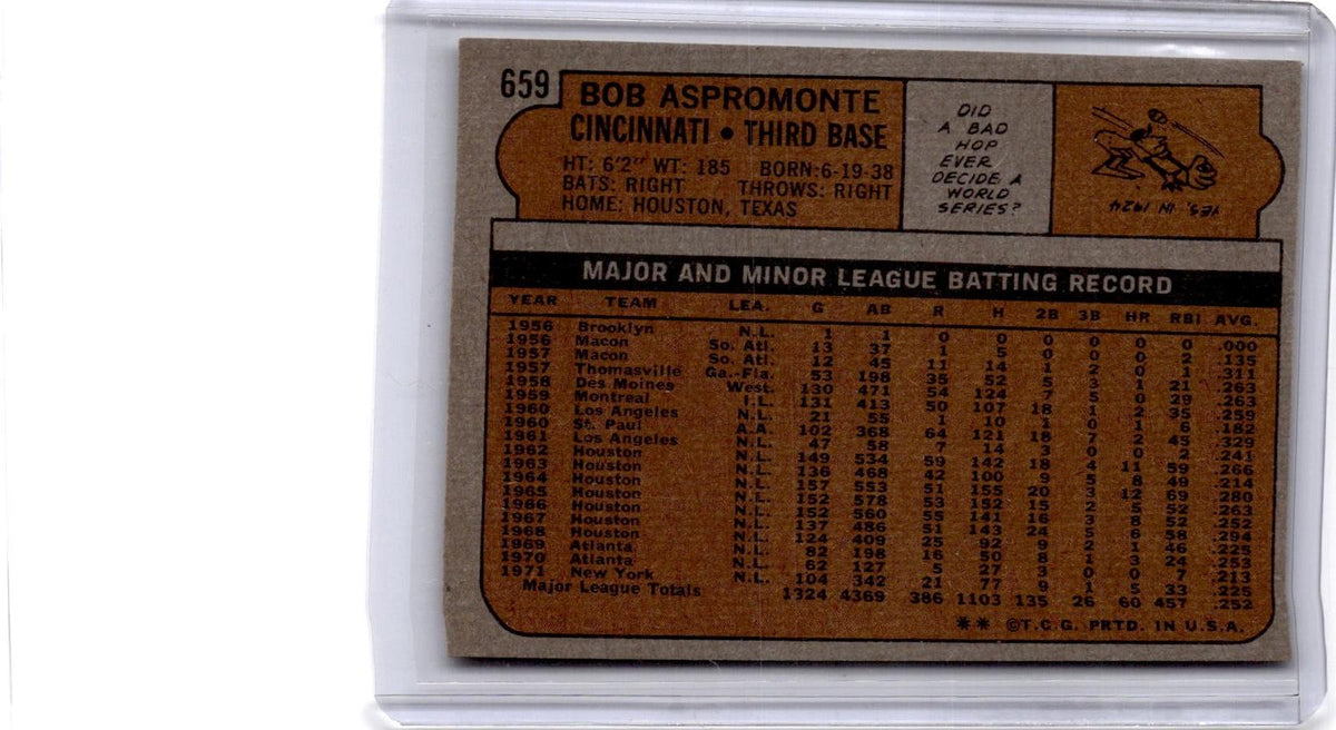 1972 Topps #659 Bob Aspromonte