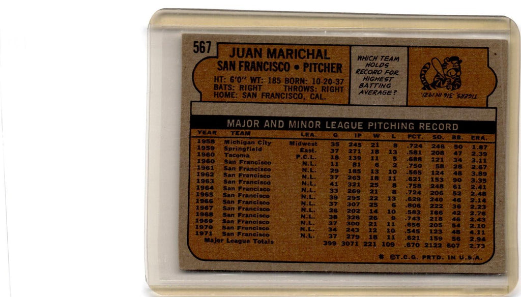 1972 Topps #567 Juan Marichal