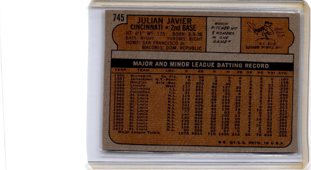 1972 Topps #745 Julian Javier