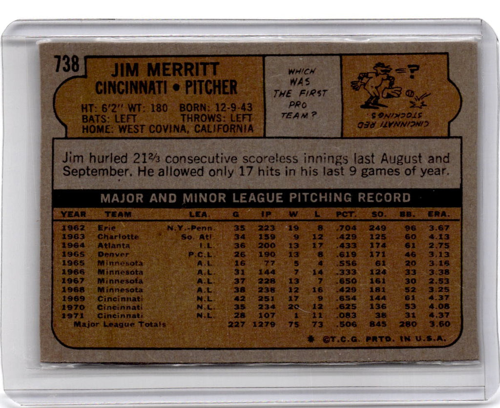 1972 Topps #738 Jim Merritt