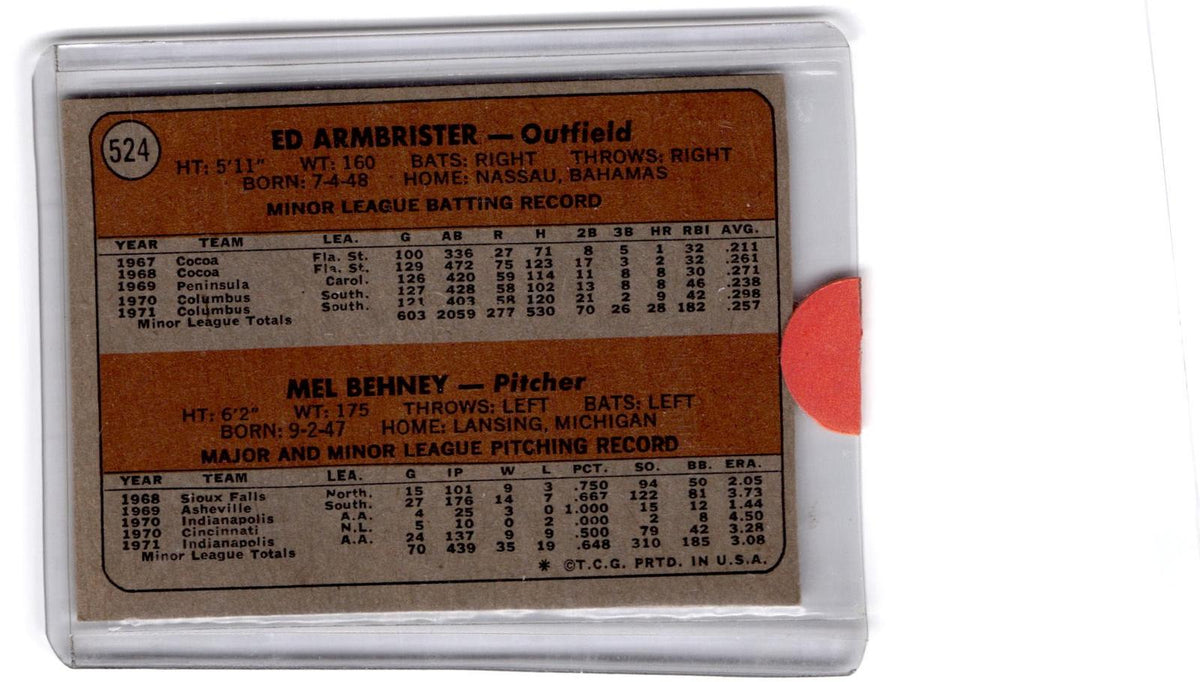 1972 Topps #524 Reds 1972 Rookie Stars (Ed Armbrister / Mel Behney)