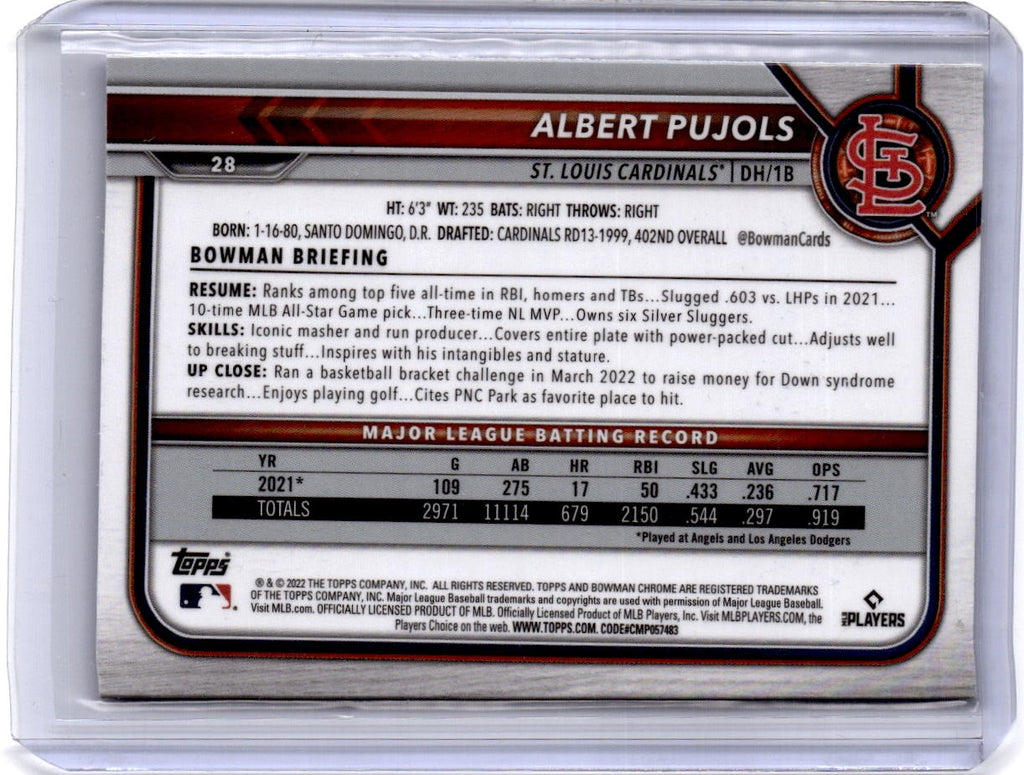 2022 Bowman Chrome #28 Albert Pujols