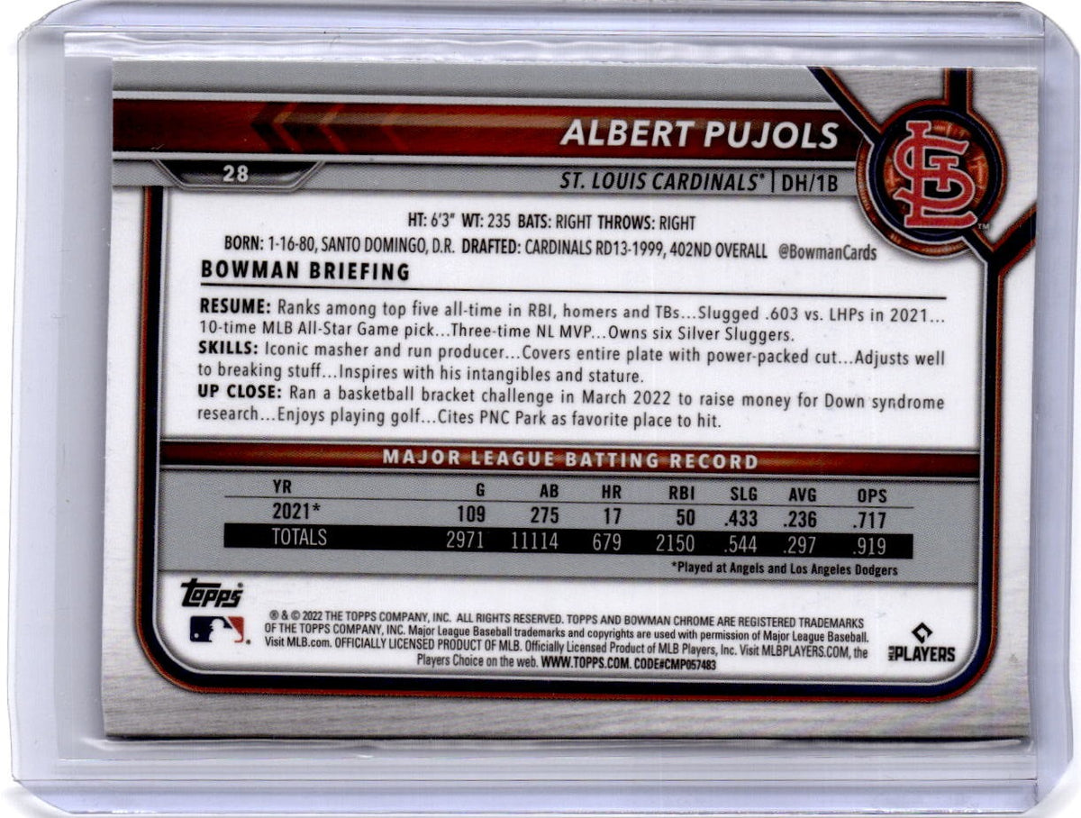 2022 Bowman Chrome #28 Albert Pujols