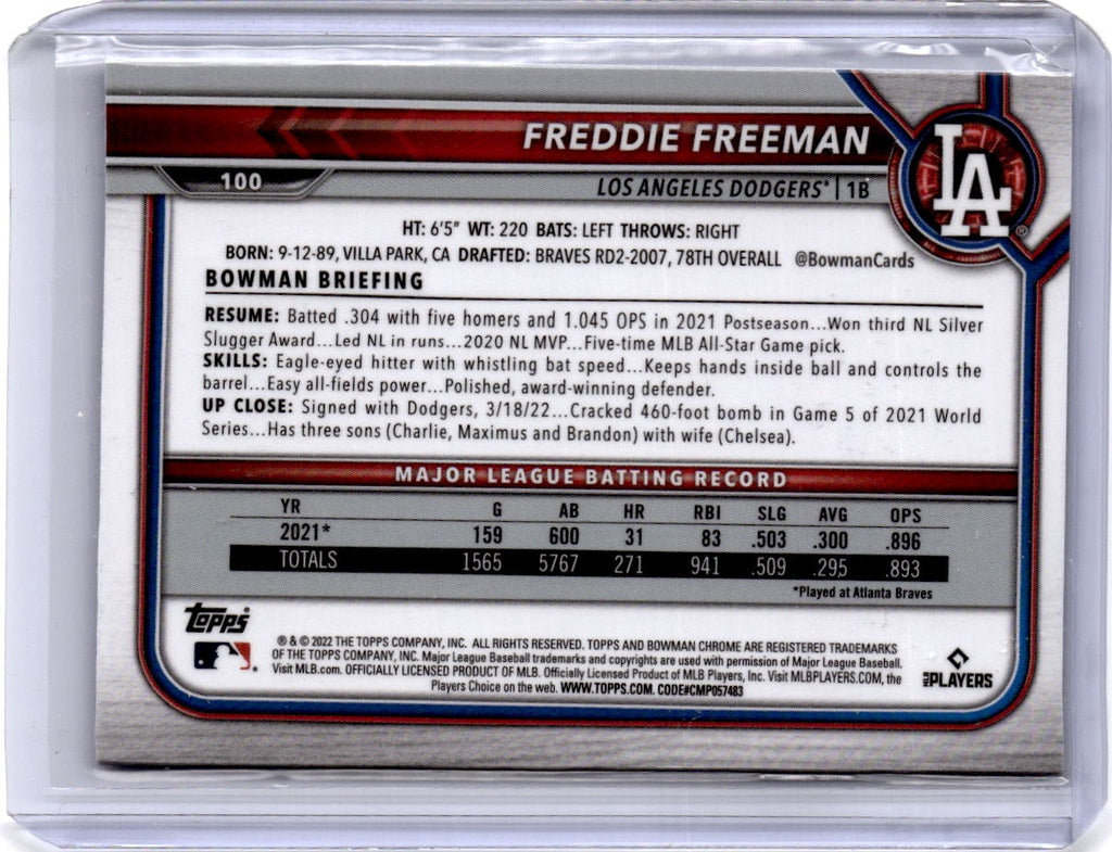 2022 Bowman Chrome Sapphire Edition #100 Freddie Freeman