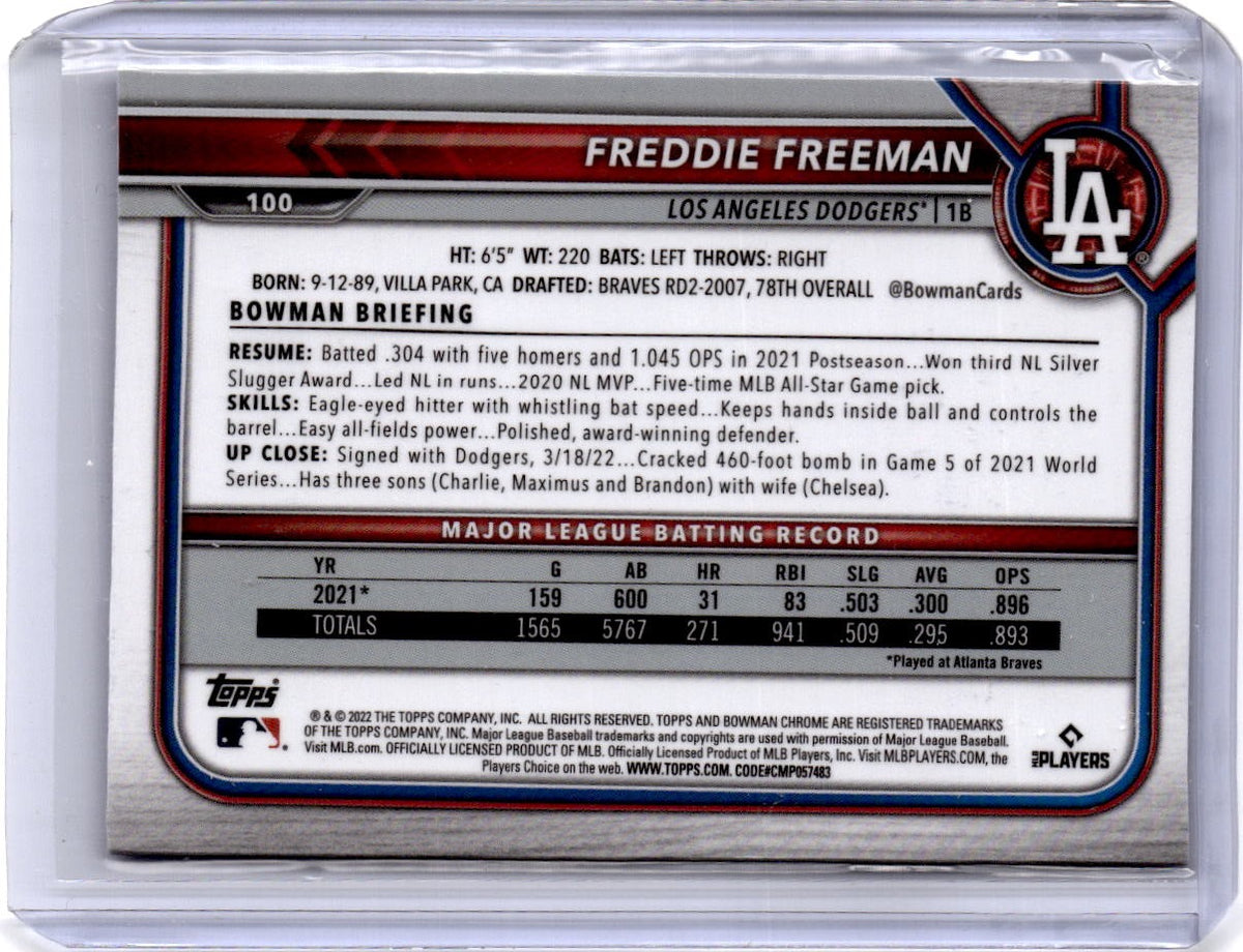 2022 Bowman Chrome Sapphire Edition #100 Freddie Freeman