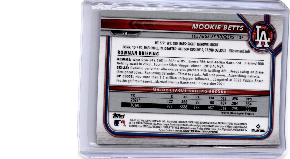 2022 Bowman Chrome Sapphire Edition #84 Mookie Betts